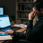 Man using calendar app on tablet at work with projects aligned