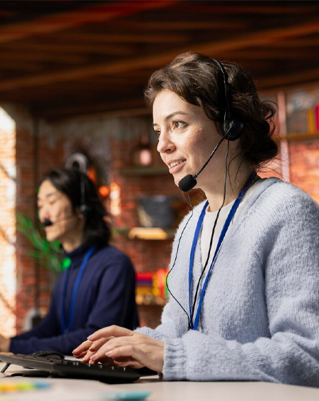 BuzyTeam customer support executive with a headset